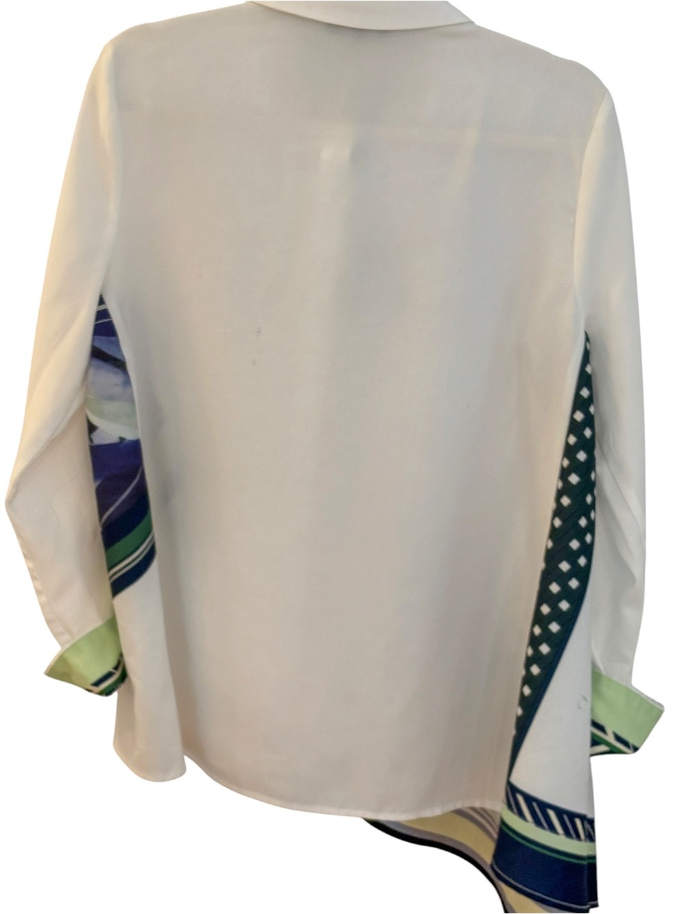 Gracia Asymmetrical Art Print Button-Up Blouse Size M - Picture 9 of 15